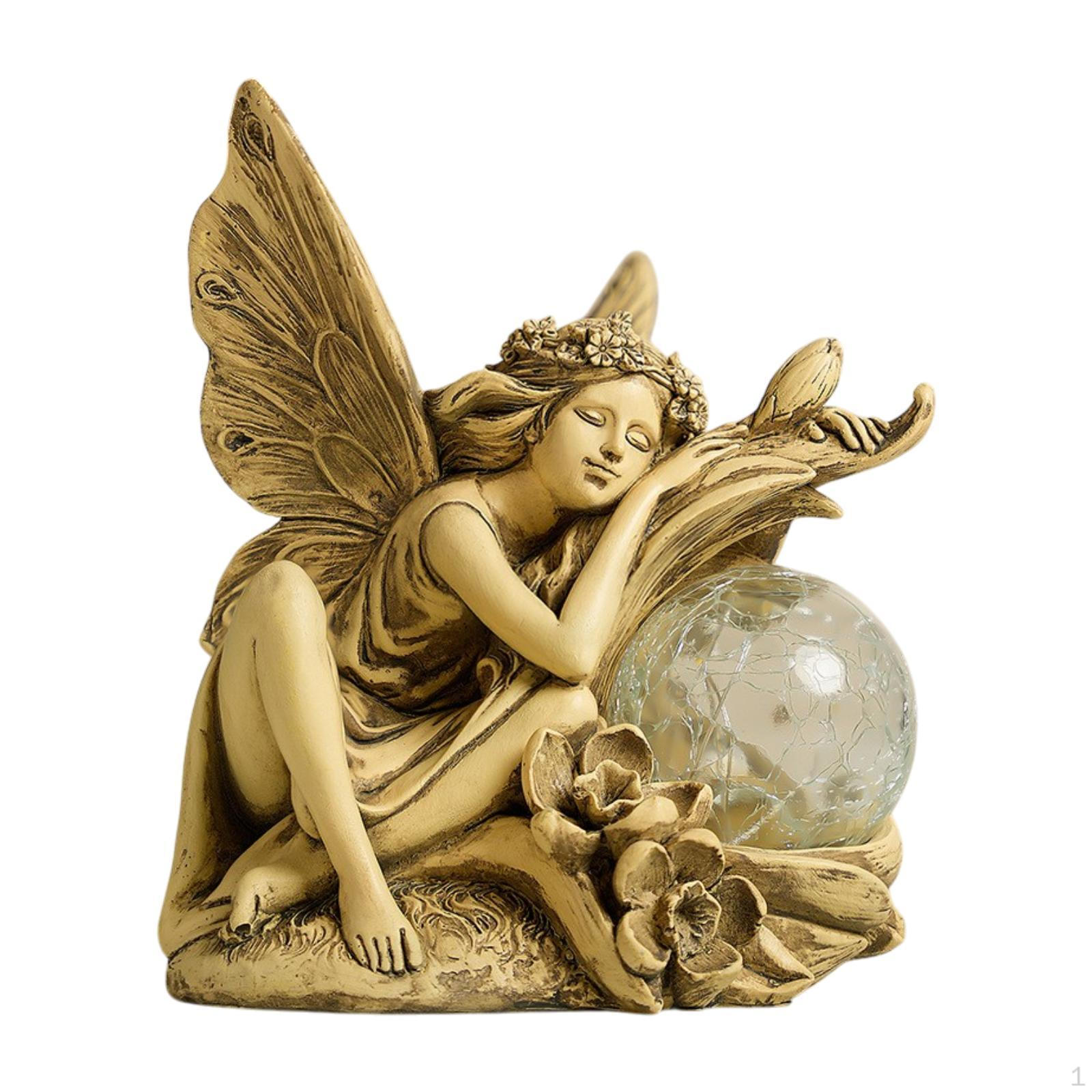 

Garden Solar Light Statue, Elf Girl Figurine for Lawn And Yard Yellow