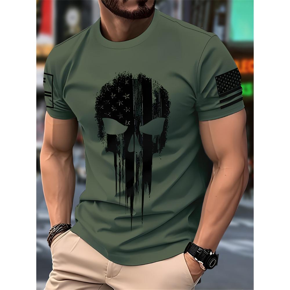 New summer 2025 men s T-shirts are casual and fashionable, breathable and lightweight with skull print. S