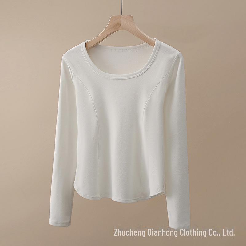 Women's Cationic Thermal Underwear Plus Velvet Long Sleeve Shirt for Fall/Winter