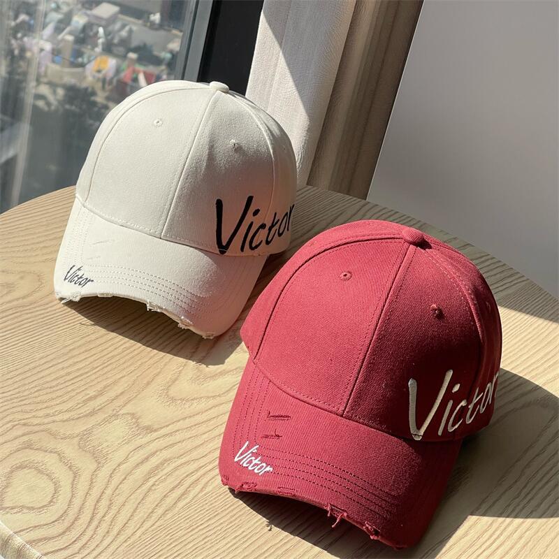 New Side Letter Embroidery Baseball Cap for Men and Women, Spring Korean Version, Casual, Face-slimming, Sun-shading, Hard-brimmed Cap