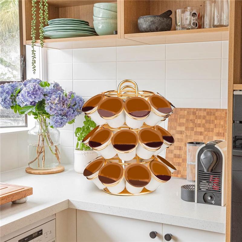 AD23-Coffee Pod Holder K Cup Holders Spins 360-Degrees Coffee Holder Coffee Pod Storage Compatible With K Cups (27 Pods)