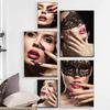 Fashion Masked Woman Model Beauty Makeup Nail Art Poster Abstract Art Painting Wall Picture Home Bedroom Decoration HD Print
