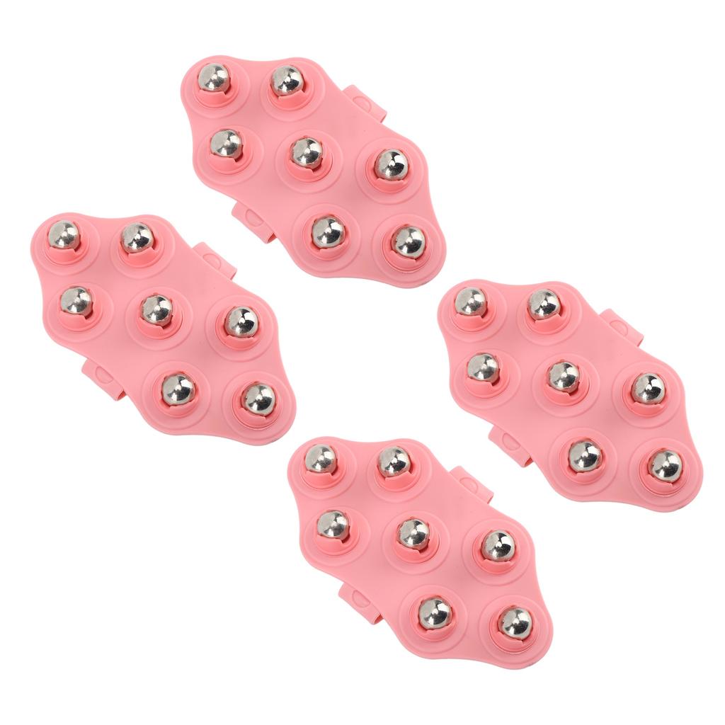 4pcs Palm Shaped Massage Glove Manual Glove Massager with 7 Roller Balls for Body Massage