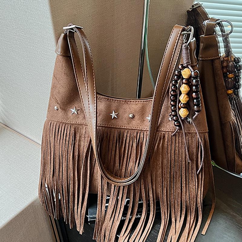 Fashion Trend Retro Fringed Bag Women's Autumn New Casual Shoulder Oblique Underarm Bag