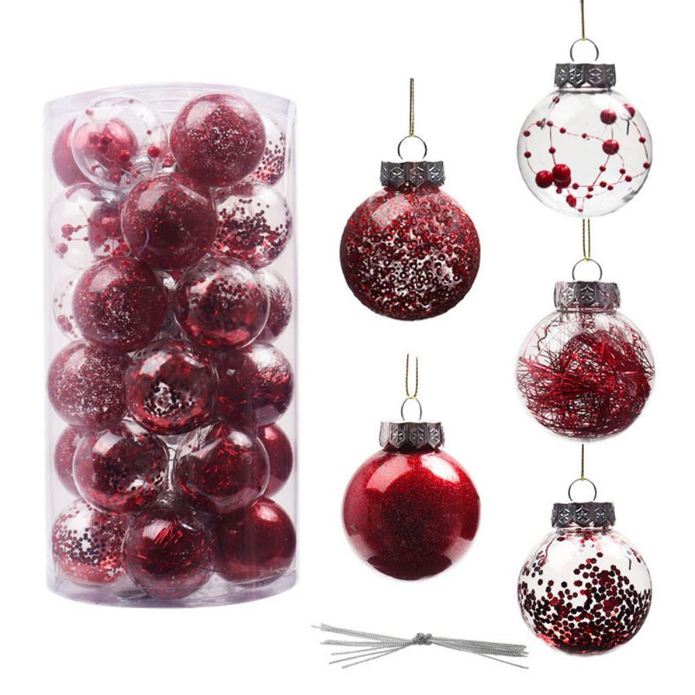 Clear Christmas Ball Ornaments Decorations Xmas Tree Shatterproof Ornaments with Hanging Loop for Home Decor Holiday Party