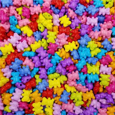 Hot Sale Necklace Bracelet Candy Color 20Pcs 14*12mm Cute Bear DIY Crafts Jewelry Accessories Pendant Acrylic Loose Spacer Beads  Accessories