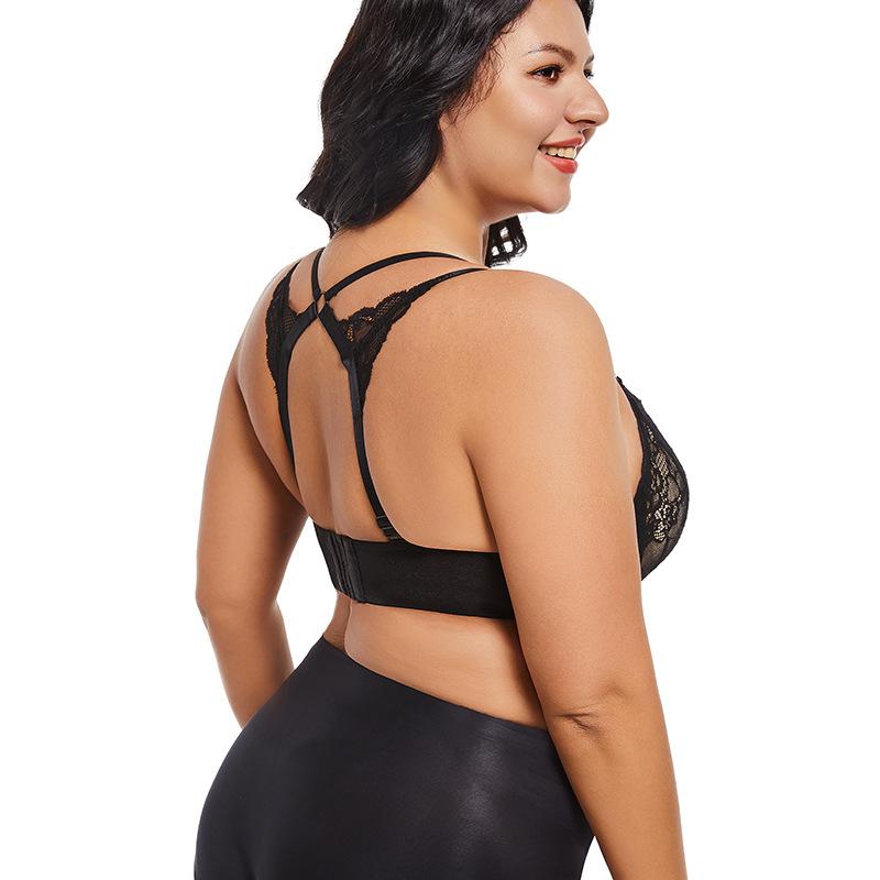 Große Größe Spitze Bügel Unterwäsche Sexy Push-up Brüste Um Erschlaffen Zu Verhindern Schmetterlingsrücken Tiefer V BH