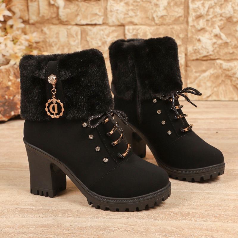 Suede Women Boots Winter Designer High Heels Shoes for Women 2025 New Short Plush High Platform Ankle Elegant Boot