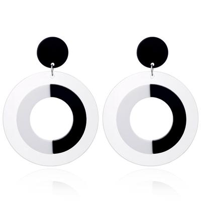 Acrylic Geometric Black and White Circular Earrings Popular In Europe and America, Women's Korean Style Trendy, Personalized, Simple Earrings