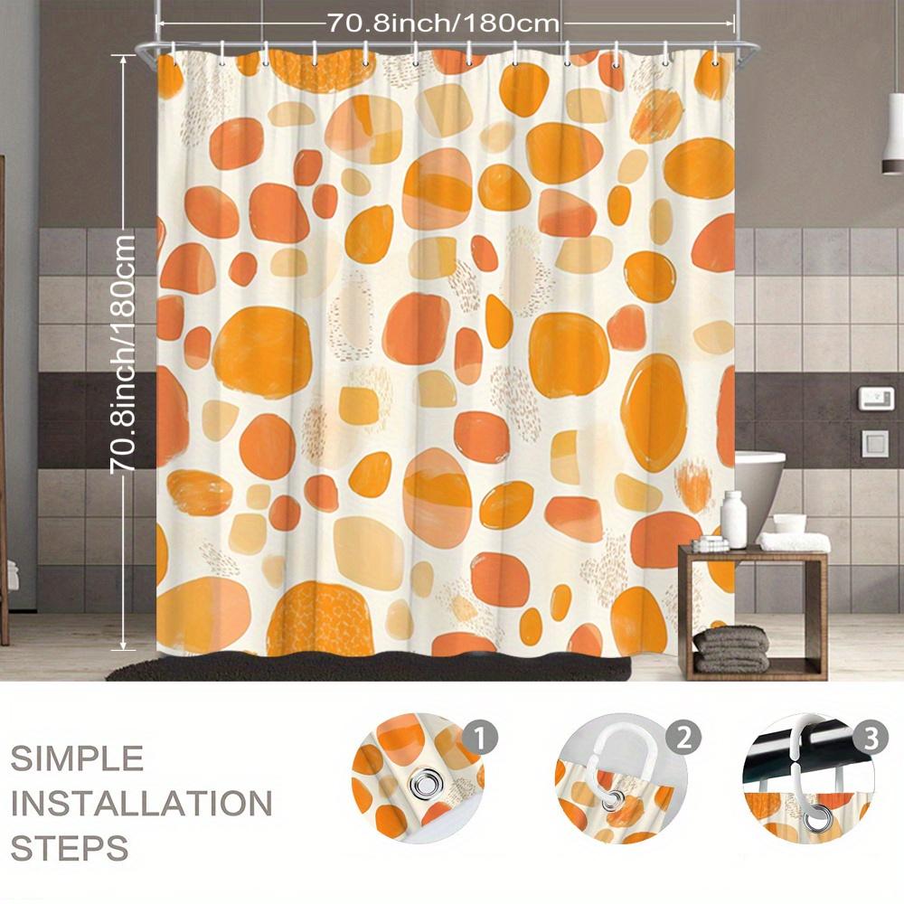 Waterproof Abstract Orange and Peach Pattern Shower Curtain Boho Bathroom Decor Modern Geometric Design Liner for Spa Home Kids