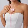 Orchid Flower Necklace Cloth Simulation Flower Earrings Personality Clavicle Chain  Girl