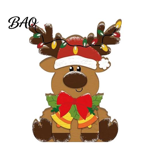 Christmas Gift for Family 3Pcs Wooden Tabletop Decor Set, Santa Snowman Reindeer Figurine, Hanging Indoor Party Supplies Tree Ornament with