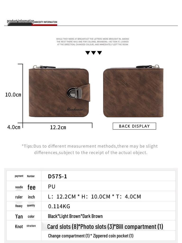 Men's Retro Chain Wallet with Lock Buckle, Multiple Card Slots, Coin Pocket, and Loose-Leaf Design