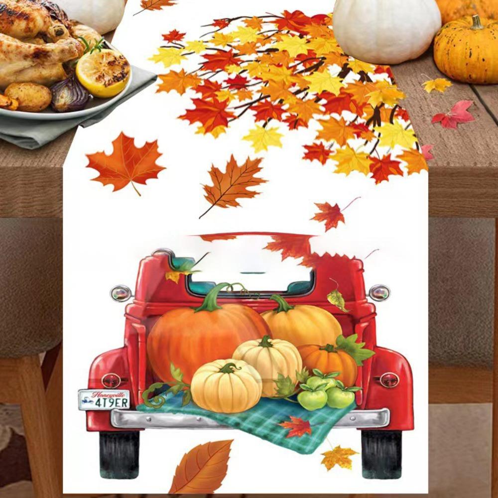 Christmas Table Runner Linen Holiday Decor Creative Halloween Thanksgiving Tablecloth Festive Atmosphere