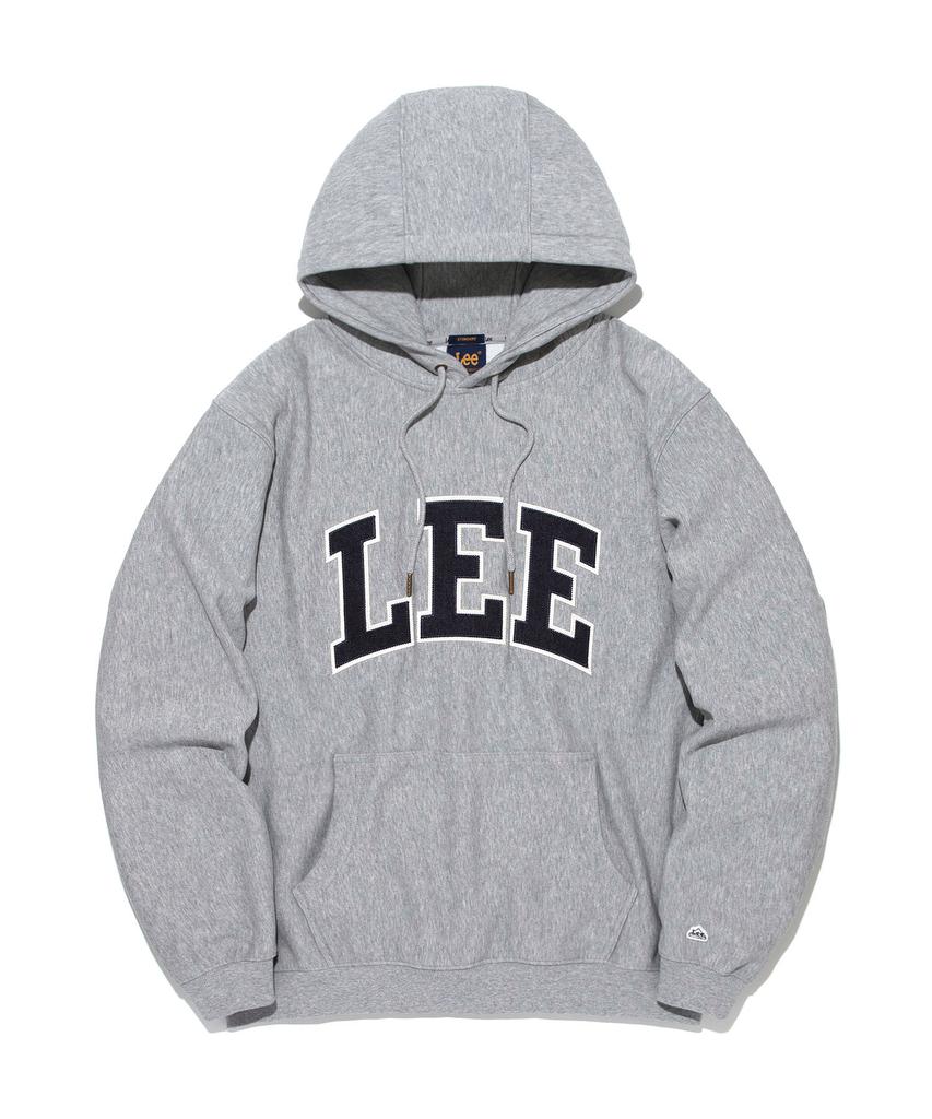 Denim Applique Logo Hoodie Gray