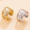 French Romantic Geometric Pearl Open Ring - Women's 18K Gold-Plated Stainless Steel Jewelry