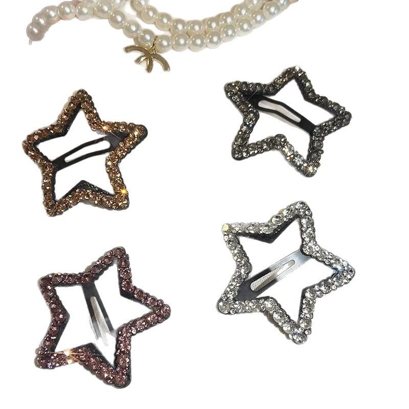 2pcs Rhinestone Five Pointed Star Hair Clips Female Forehead Bangs Edge Clip Hair Side Clips Broken Hairpin Styling BB Clip New