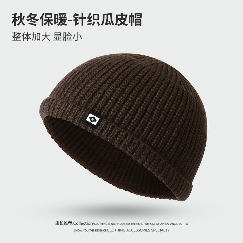Patch small label wool hat casual versatile short brim street hip hop men's autumn and winter trendy melon rind hat