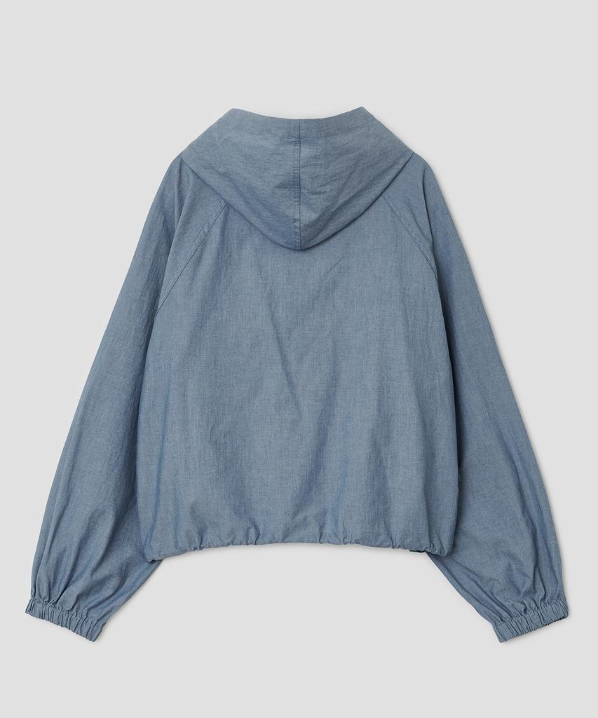 Taibseobiseu Embroidered Raglan Denim Hood Shirt [Blue]