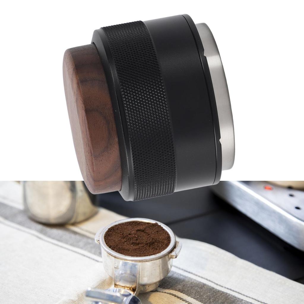 Comfortable Grip Coffee Hand Constant Wooden 304 Stainless for Coffee Brewing Tamper, Pressure, Handle, Steel, (51mm (Black))