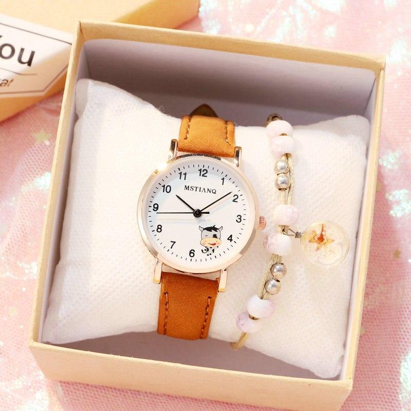 Buy Fashion Childrens Set Bracelet Watch Student Watch Girl Leather ...