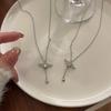 Y2K Crystal Zircon Heart Pendant Necklace Angel Wing Elegant Clavicle Chain