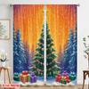 2pcs,2D Plane Printing Print Curtains Christmas Tree Gifts Snowfall (2) Polyester Easy Install (without Rod) Room Decor Perfect