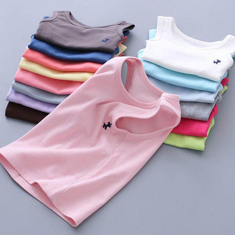 Children's Cotton Vest Summer Boys Girls Tank Tops Sleeveless Tops for Children