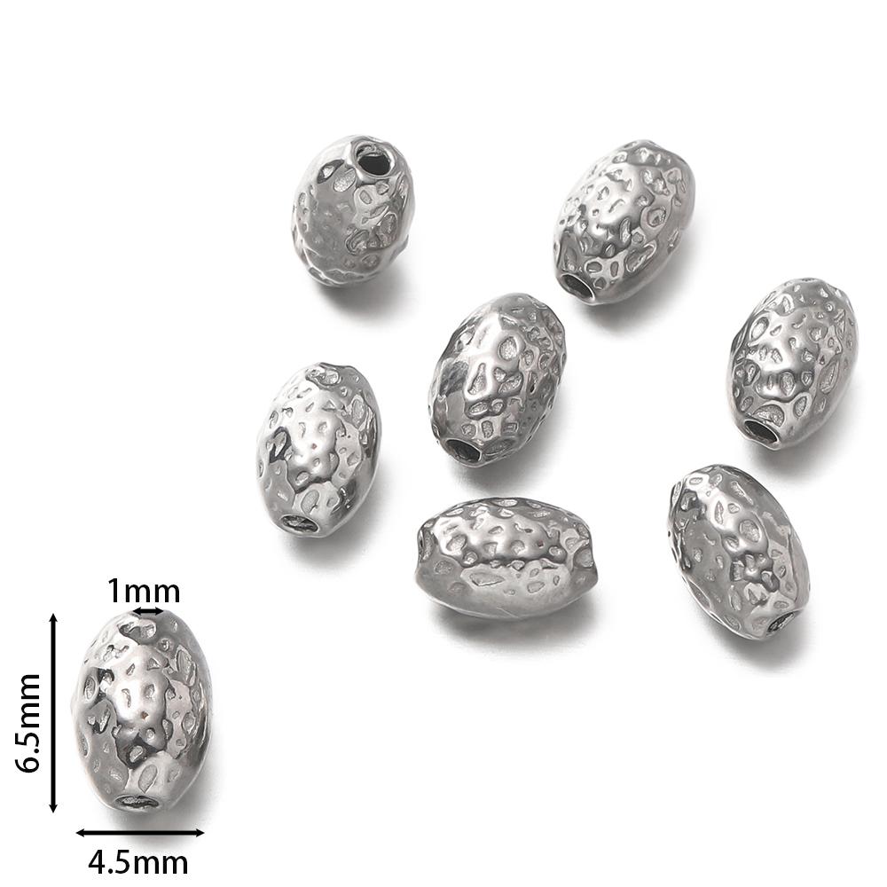 10pcs/lot Stainless Steel Faceted Oval Cylindrical Spacer Beads Bracelet Beads Jewelry Making Supplies DIY Findings Accessories