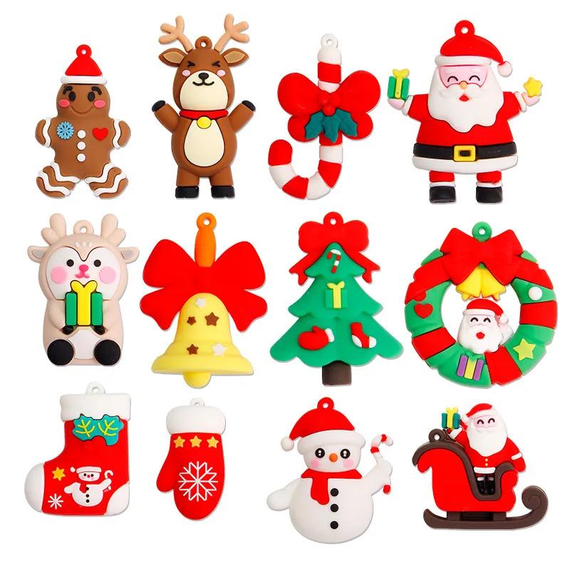 10-100PCS Cartoon Santa Claus Keychain DIY Accessories Handmade Cream Glue Decoration Scene Arrangement Christmas Gift Ornament