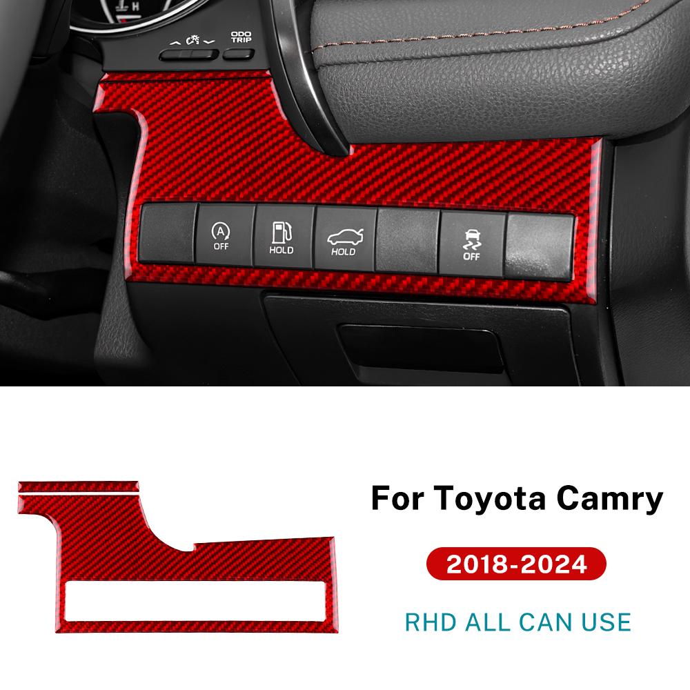 Real Soft Carbon Fiber For Toyota Camry 2018 2019 2020 2025 2025 2025 2025 LHD RHD Car Headlight Switch Button Panel Accessories