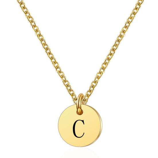 Pandantiv rotund cu scrisoare pentru femei, oțel titan, lanț de claviculă, colier, bijuterii, cadou