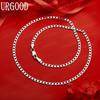 925 Sterling Silver 4mm Simple Side Chain Necklace - Banquet Gift Jewelry