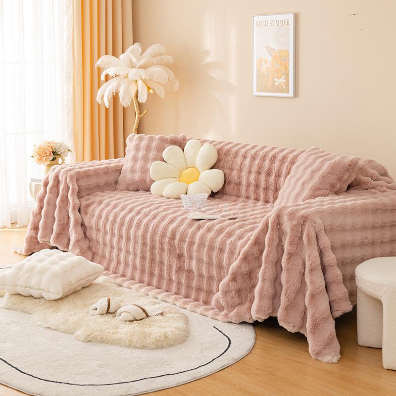 Überwurfstoff Creme Stil Flanell Sofa Handtuch Sofa Kissen Winter Verdicktes Kissen Rutschfester Sofaüberwurf Sofaüberwurf Handtuch
