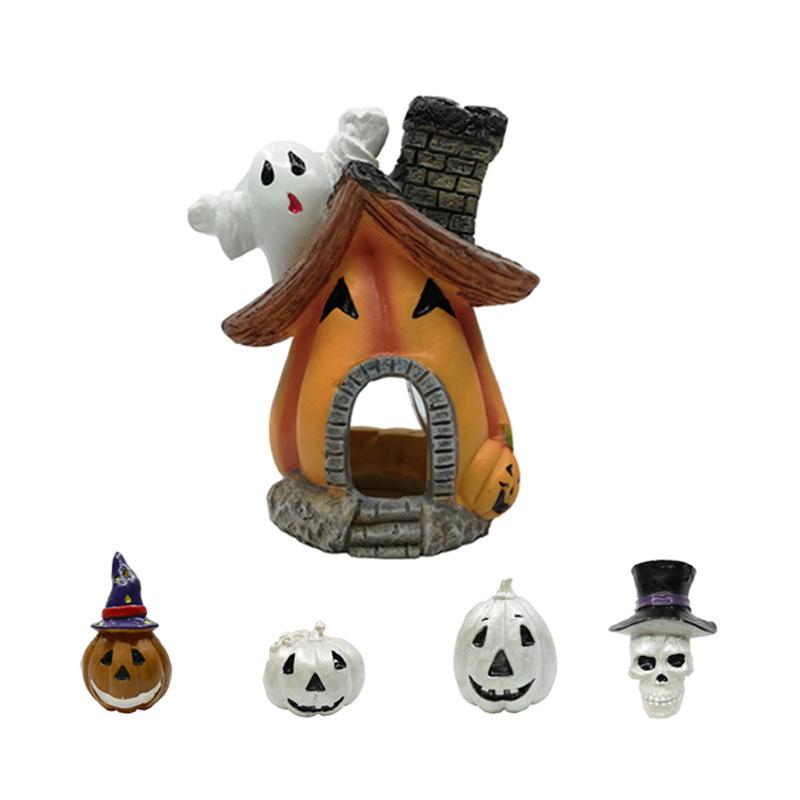 Fish Shrimp Halloween Pumpkin Shelter House Simulation Resin Ornament For Aquarium Fish Tank Decor