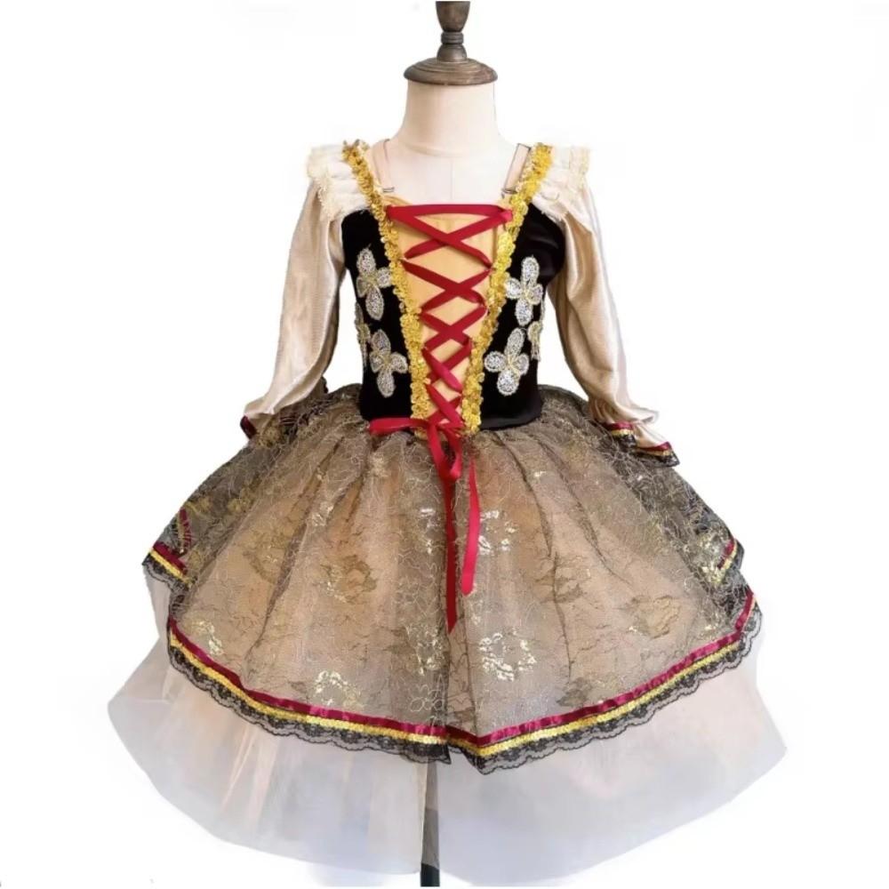 Puffy Swan Lake Ballet Dress Sequin Lace Kids Ballet Dress Fashion Ballet Tutu Skirt  Children