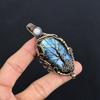 Labradorite Pendant, Handmade Gemstone 999 Copper Wire Wrapped Pendant Antique Jewelry, For Gift Silver Jewelry