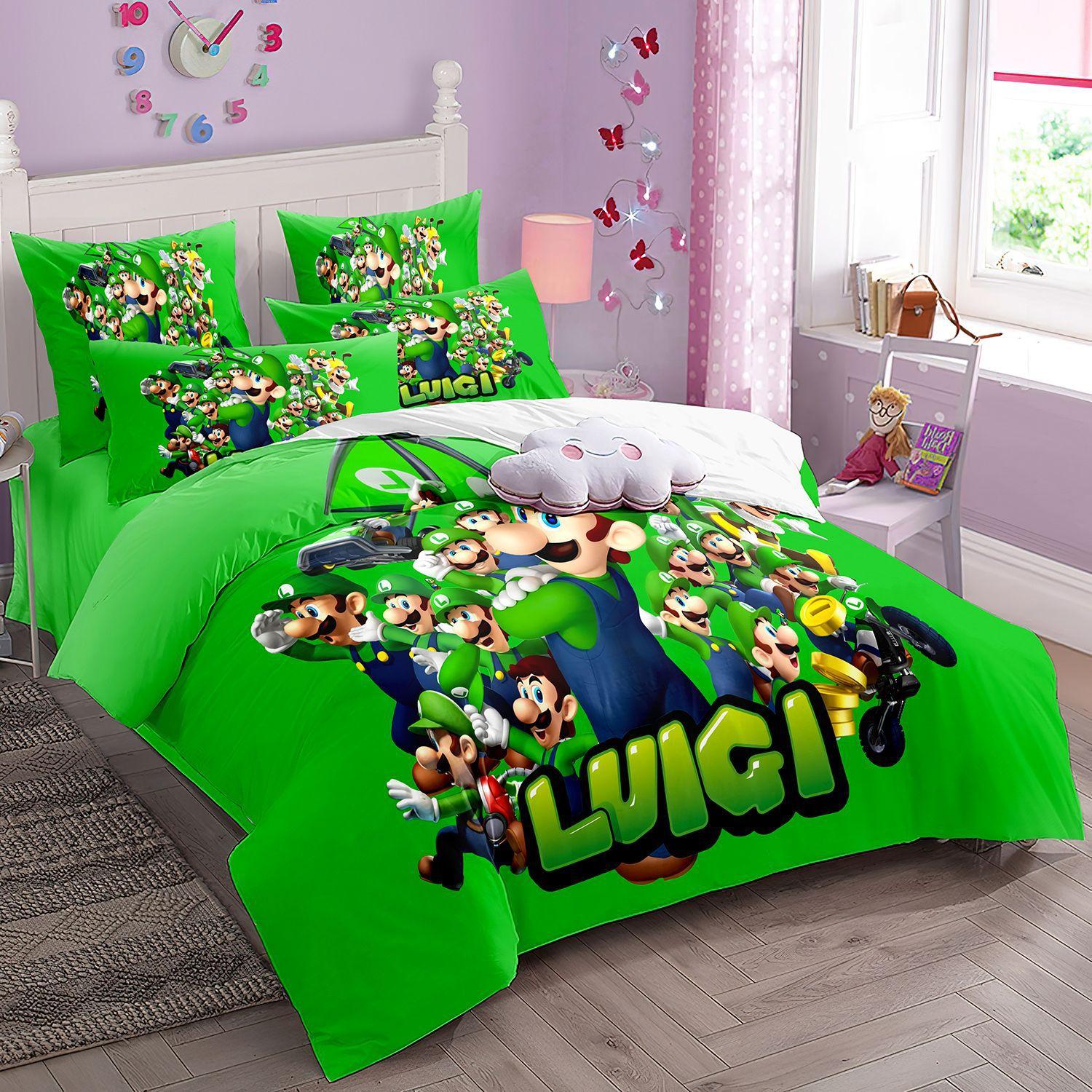 

Ігрові персонажі Super Bros Підковдра Мультяшний SuperS M-Маріо Комплект постільної білизни Дитяча ковдра Наволочка 2/3 шт. Односпальний Twin US Twin(172*218cm)3pcs
