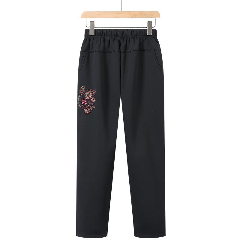 

Бабушкины осенне-зимние повседневные брюки, брюки для мамы, брюки для пожилых женщин среднего возраста, бархатные утепленные эластичные брюки с высокой талией из хлопка 5XL