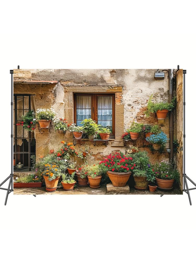 1pc Italy Tuscany Street Old Wallflower Background Photography Italy Old Town Medieval Architecture Summer Background Wedding 130X150CM оливковый
