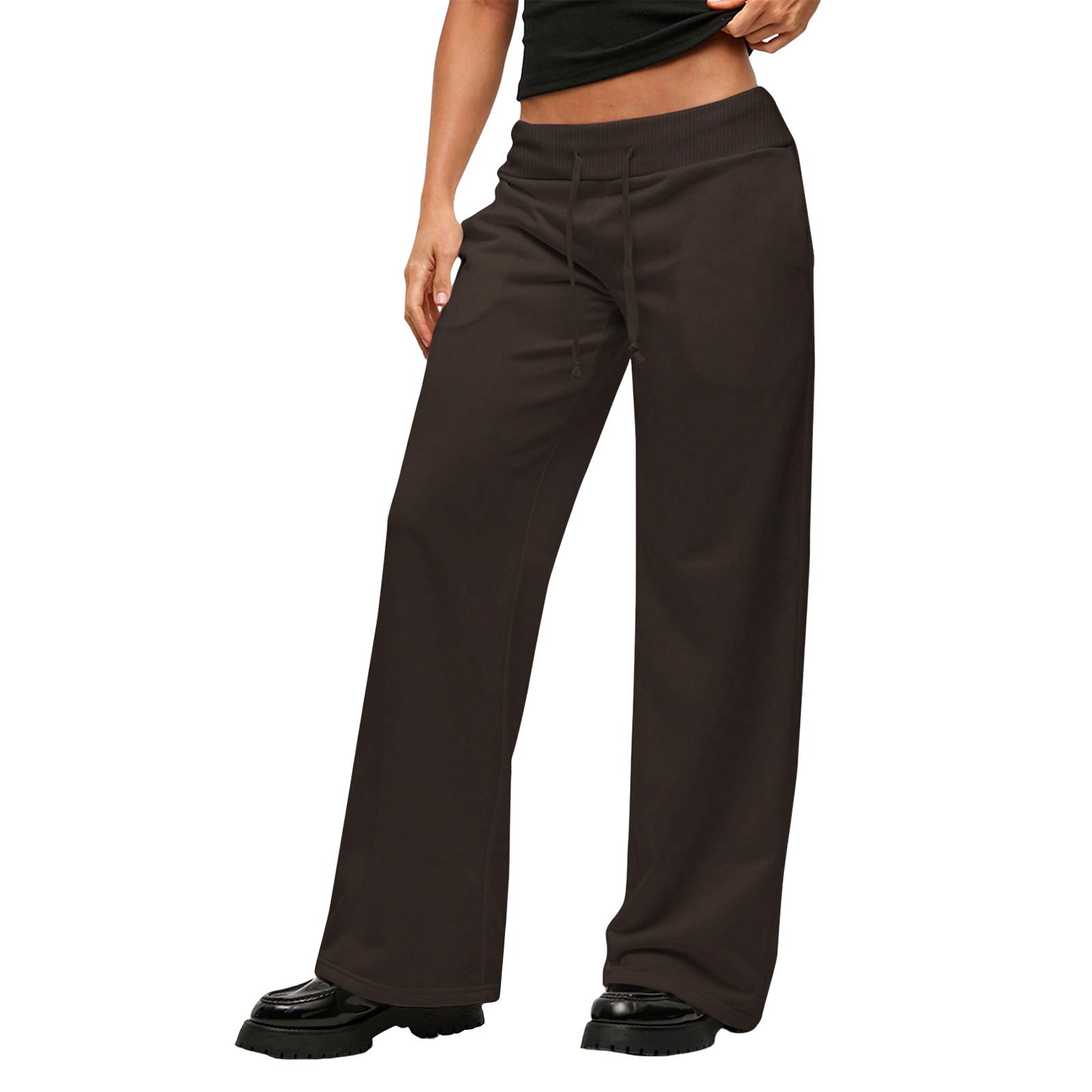 

Women s Loose Straight Leg Pants, High-waisted, Drawstring, Wide-leg, Slimming, Suitable For Yoga And Exercise. M коричневий