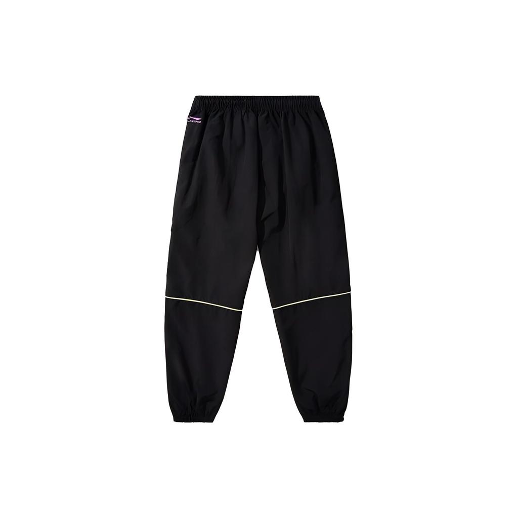 Li Ning Sports Fashion Series Solid Color Mid Waist Cuffed Loose Knit Joggers Women Joggers Black AYKR442-1