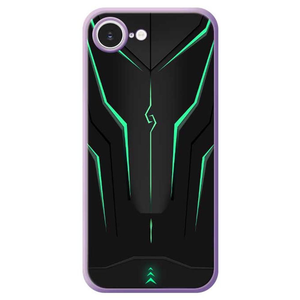 For iPhone 16e Case Cool Mecha Lines Pattern Printing Straight Edge TPU Phone Back Cover