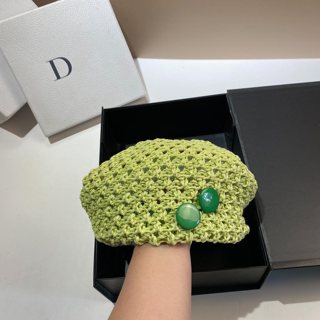 Summer Crochet Hollow Beret Internet Celebrity Fashionable Button Octagonal Hat Outdoor Simple Versatile Painter Hat Female