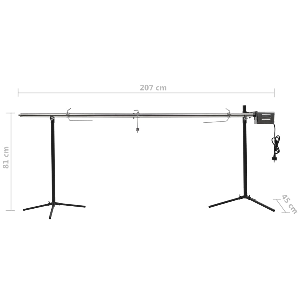 Automatický rošt s motorem Nerezová ocel 207*45*81 cm