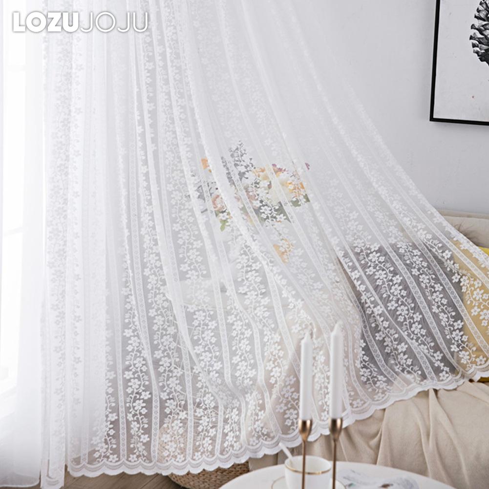 1PC LOZUJOJU 10-20% Light Blocking French Lace Warp Knitted Sheer Curtain for Living Room Bedroom Balcony Home Decor