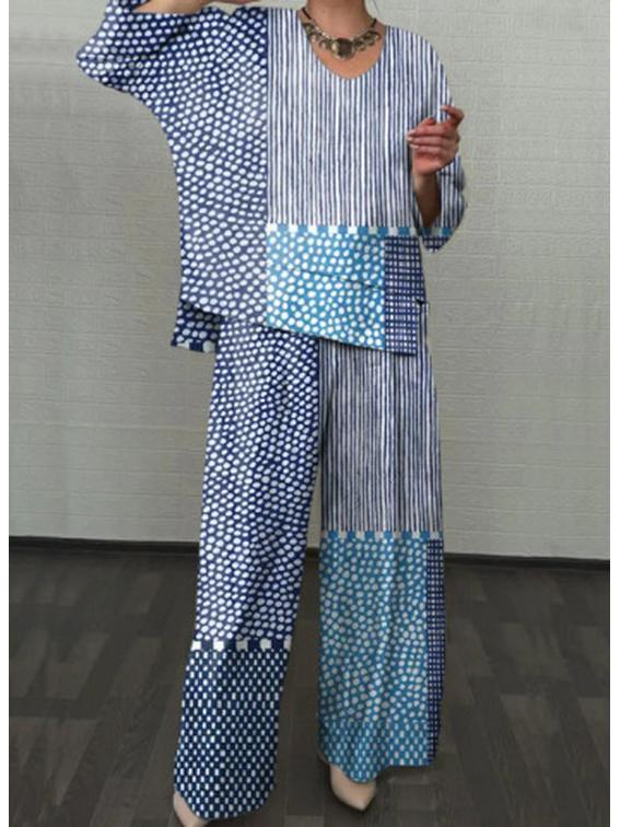 Новый повседневный европейско-американский комплект: Широкие брюки с узором «Рыбья чешуя» Large