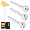 Silver Plated Brass 3pcs Trumpet Mouthpiece Set 3C 5C 7C Includes Brush Cloth EVA Case Professional Beginner Bach Conn King