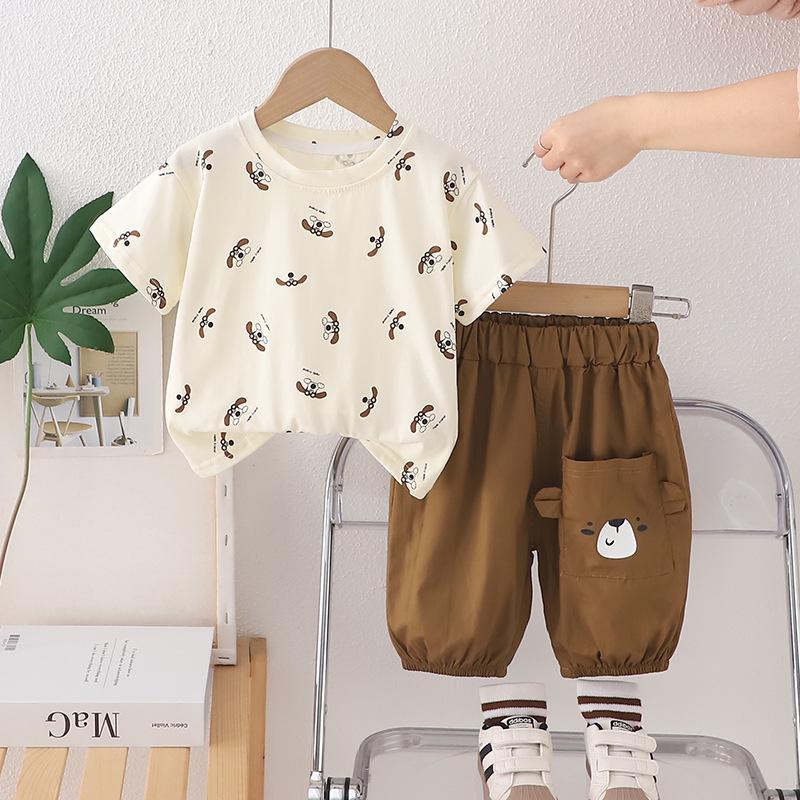 

2025 New Style Summer Casual Short Sleeve Set for Boys & Girls: Loose One-Piece Children s Clothes 80cm
