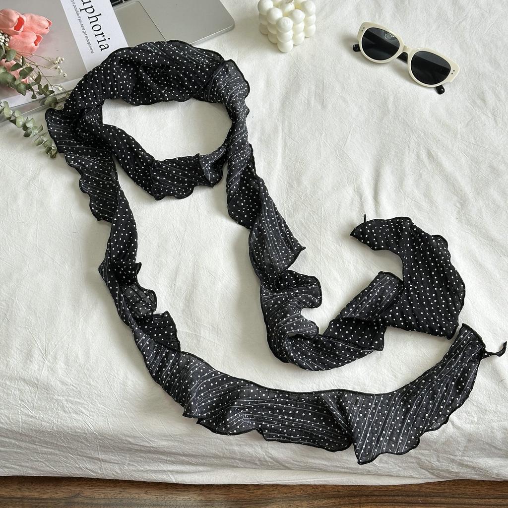 Polka Dots Retro Pure Desire Style Leopard Print Scarf Versatile Fashion Headband New Advanced Scarf Ribbon Atmosphere Ins